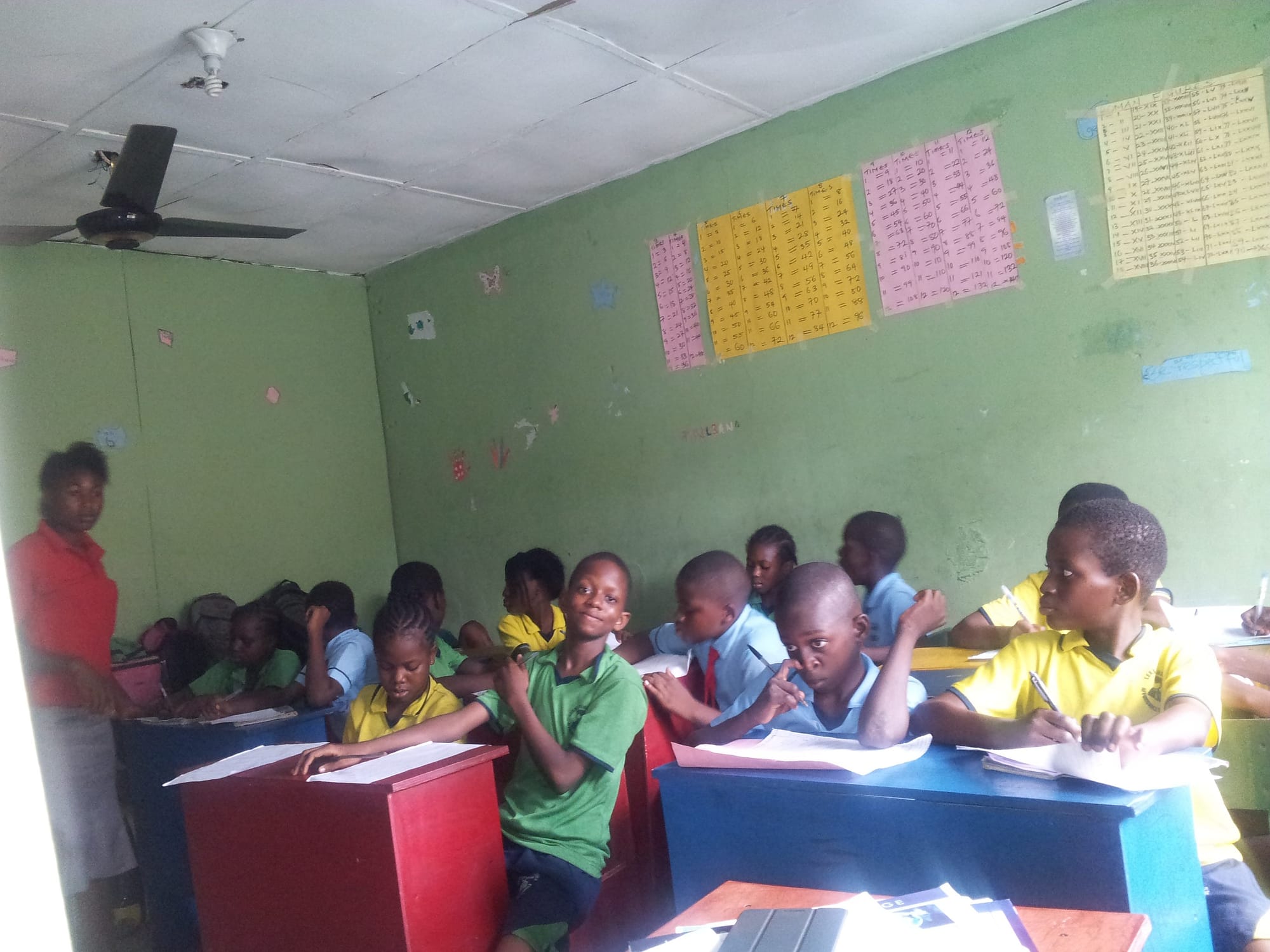 Students studying in the Lekki School classroom.