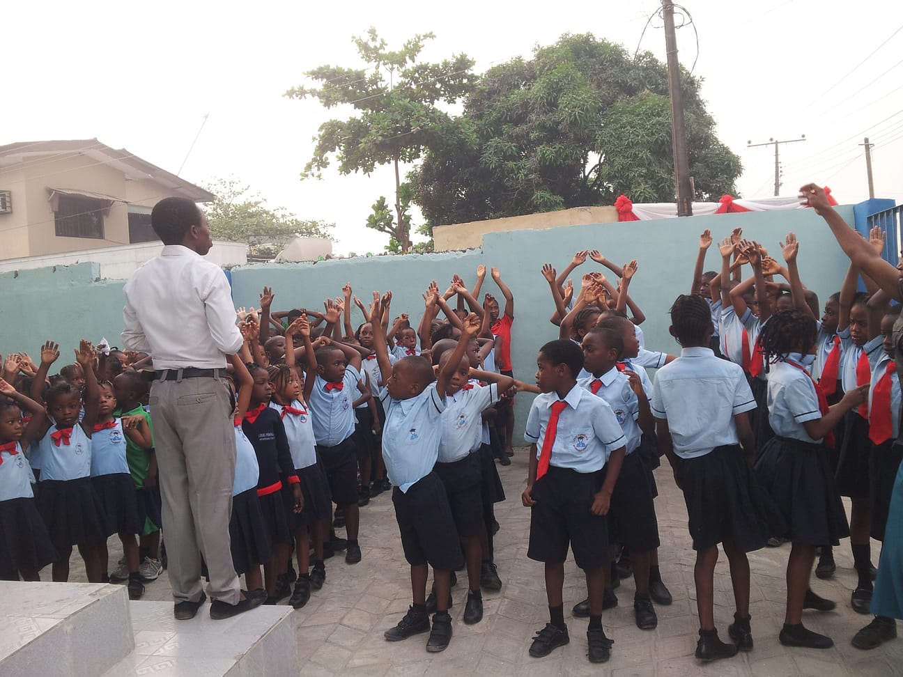 Students at the Lekki School lined up for an assembly.