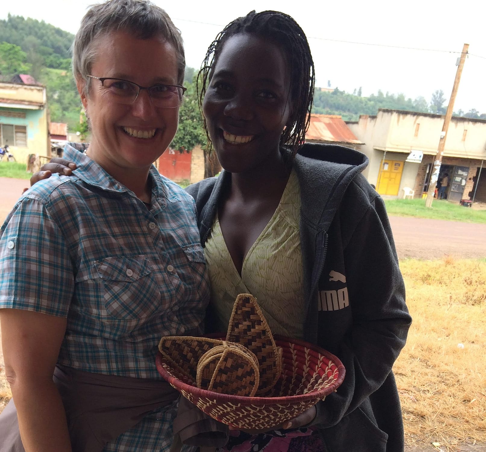 Sharon with one of the women in her microfinance program.