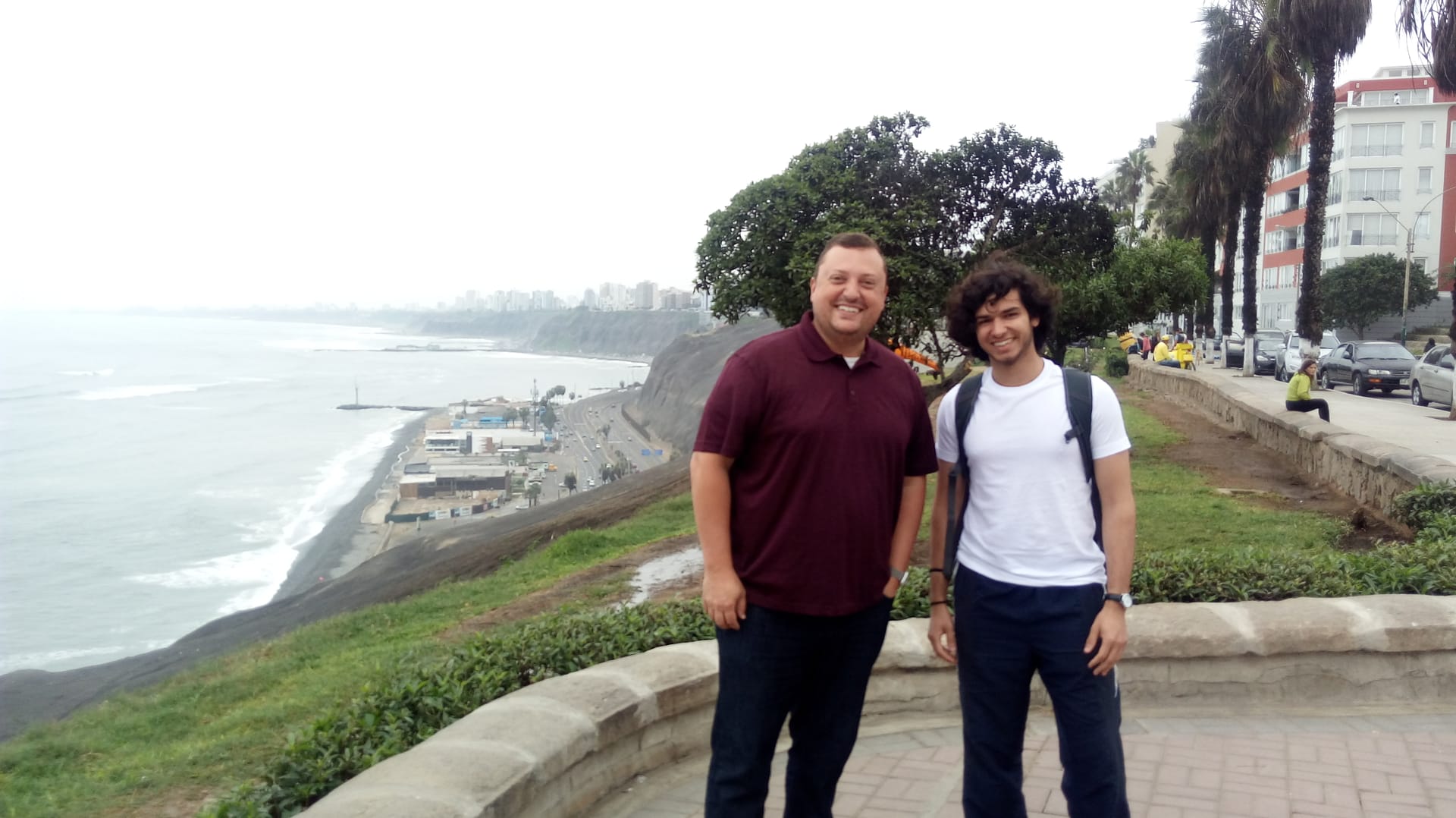 Jeremy and Varun on the malecon on Miraflores, Lima. 