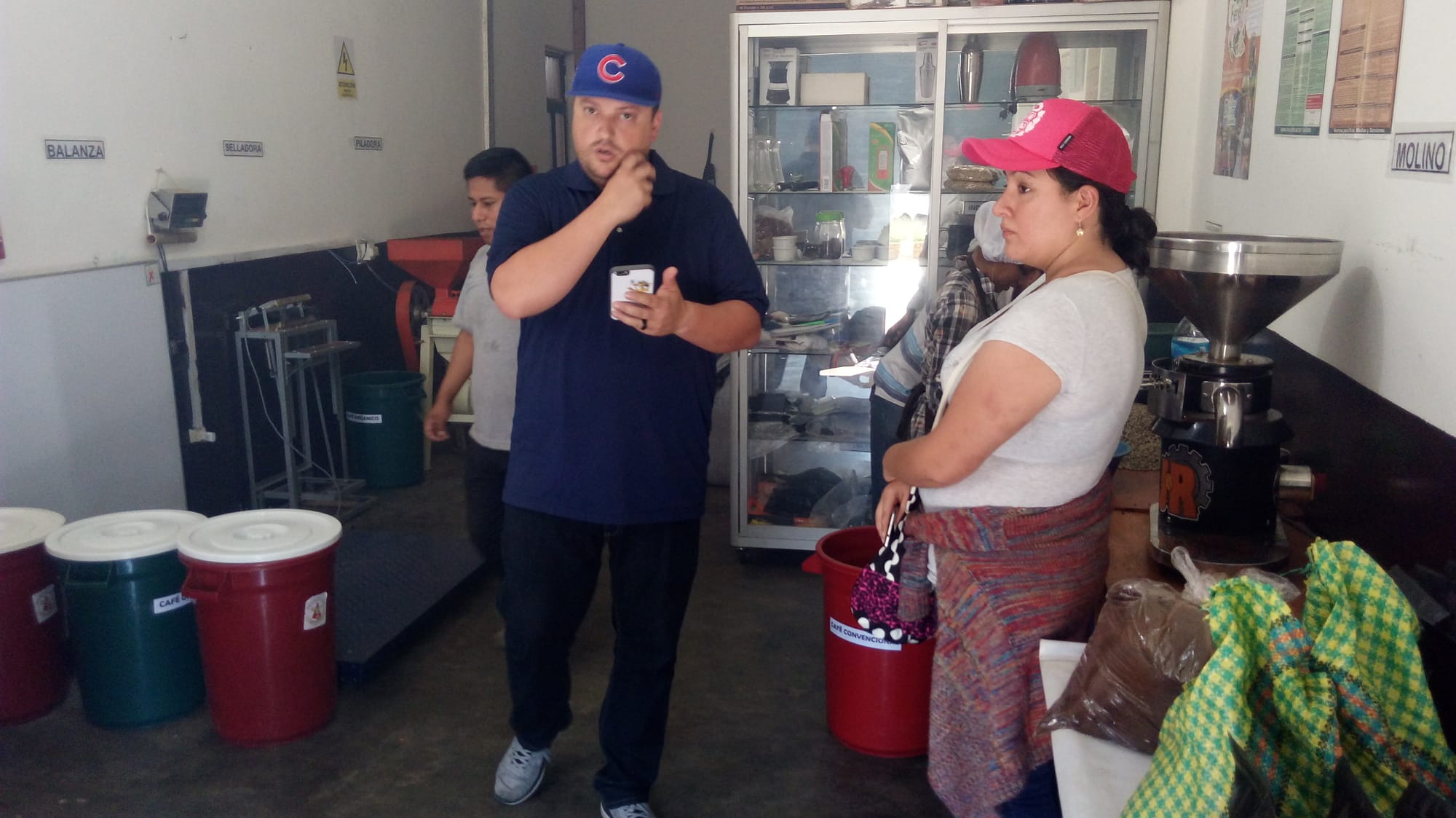 Jeremy checking green coffee beans in a cooperative in Satipo. 