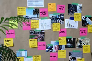 sticky notes for human-centered design exercise