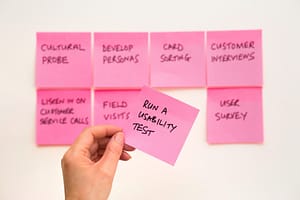 user viability test for developing new product sticky notes