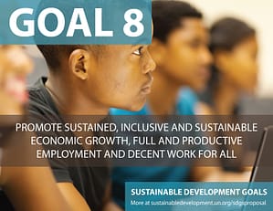 SDG Goal 8 is sustainable economy  from United Nations Sustainable Development Goals