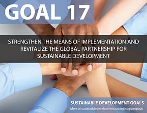 SDG Goal 17 is partnerships for the goals from United Nations Sustainable Development Goals