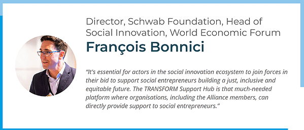 Quote from Francois Bonnici about the importance of ecosystem collaboration to accelerate social enterprises