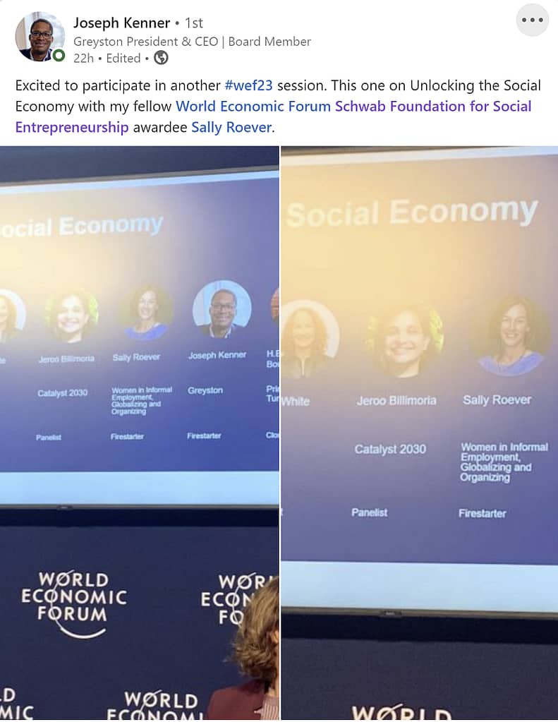 LinkedIn post about unlocking the power of the social economy from Greyston CEO