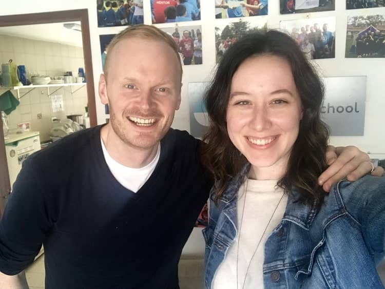 Coschool founder with volunteer Heather
